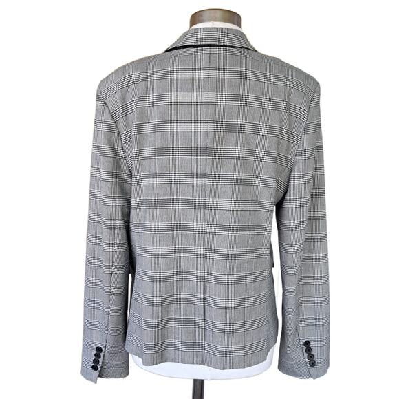 ANN TAYLOR One-button Blazer In Glen Plaid In Black / White Size 14 Stretch - Picture 5 of 7